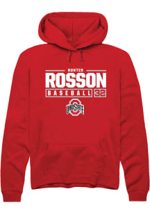 Hunter Rosson  Rally Ohio State Buckeyes Mens Red NIL Stacked Box Long Sleeve Hoodie