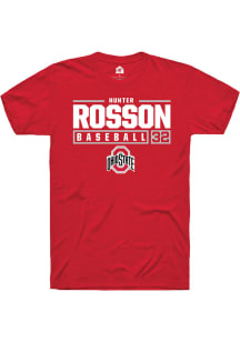 Hunter Rosson  Ohio State Buckeyes Red Rally NIL Stacked Box Short Sleeve T Shirt