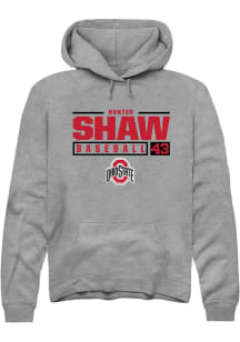 Hunter Shaw  Rally Ohio State Buckeyes Mens Grey NIL Stacked Box Long Sleeve Hoodie