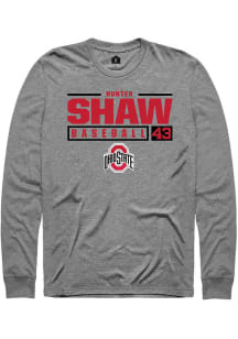 Hunter Shaw  Ohio State Buckeyes Grey Rally NIL Stacked Box Long Sleeve T Shirt