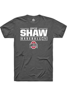 Hunter Shaw  Ohio State Buckeyes Dark Grey Rally NIL Stacked Box Short Sleeve T Shirt