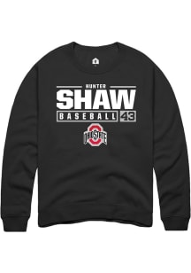 Hunter Shaw  Rally Ohio State Buckeyes Mens Black NIL Stacked Box Long Sleeve Crew Sweatshirt