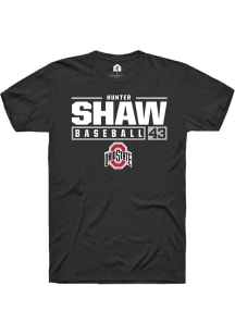 Hunter Shaw  Ohio State Buckeyes Black Rally NIL Stacked Box Short Sleeve T Shirt