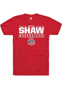 Hunter Shaw  Ohio State Buckeyes Red Rally NIL Stacked Box Short Sleeve T Shirt