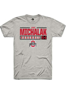 Jake Michalak  Ohio State Buckeyes Grey Rally NIL Stacked Box Short Sleeve T Shirt