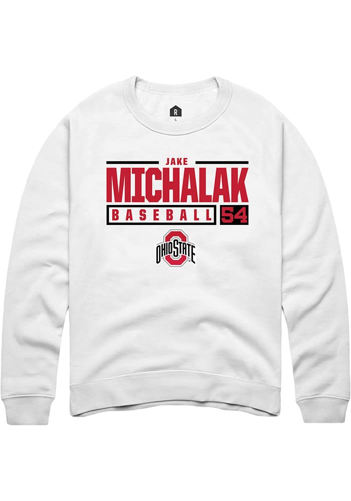 Jake Michalak Rally Ohio State Buckeyes Mens NIL Stacked Box Long Sleeve Crew Sweatshirt