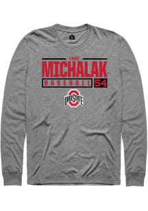 Jake Michalak  Ohio State Buckeyes Grey Rally NIL Stacked Box Long Sleeve T Shirt