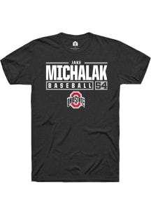 Jake Michalak  Ohio State Buckeyes Black Rally NIL Stacked Box Short Sleeve T Shirt