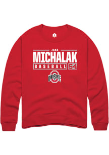 Jake Michalak  Rally Ohio State Buckeyes Mens Red NIL Stacked Box Long Sleeve Crew Sweatshirt