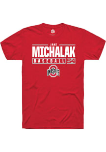 Jake Michalak  Ohio State Buckeyes Red Rally NIL Stacked Box Short Sleeve T Shirt