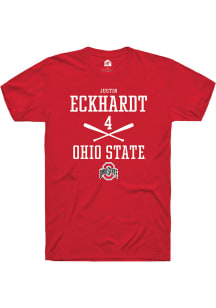 Justin Eckhardt  Ohio State Buckeyes Red Rally NIL Sport Icon Short Sleeve T Shirt