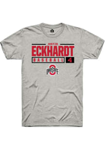 Justin Eckhardt  Ohio State Buckeyes Grey Rally NIL Stacked Box Short Sleeve T Shirt