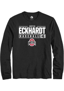 Justin Eckhardt  Ohio State Buckeyes Black Rally NIL Stacked Box Long Sleeve T Shirt