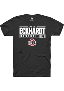 Justin Eckhardt  Ohio State Buckeyes Black Rally NIL Stacked Box Short Sleeve T Shirt