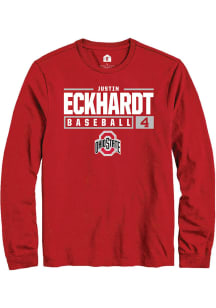 Justin Eckhardt  Ohio State Buckeyes Red Rally NIL Stacked Box Long Sleeve T Shirt