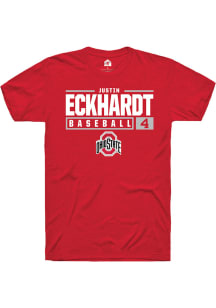 Justin Eckhardt  Ohio State Buckeyes Red Rally NIL Stacked Box Short Sleeve T Shirt