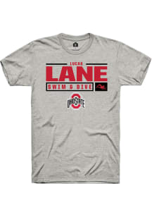 Lucas Lane  Ohio State Buckeyes Grey Rally NIL Stacked Box Short Sleeve T Shirt