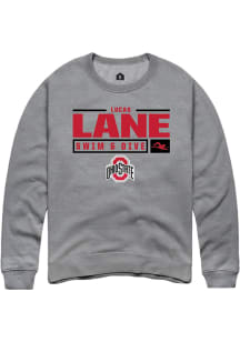 Lucas Lane  Rally Ohio State Buckeyes Mens Grey NIL Stacked Box Long Sleeve Crew Sweatshirt