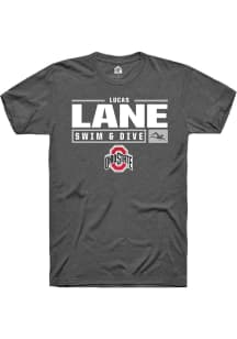 Lucas Lane  Ohio State Buckeyes Grey Rally NIL Stacked Box Short Sleeve T Shirt
