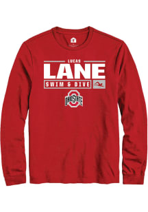 Lucas Lane  Ohio State Buckeyes Red Rally NIL Stacked Box Long Sleeve T Shirt
