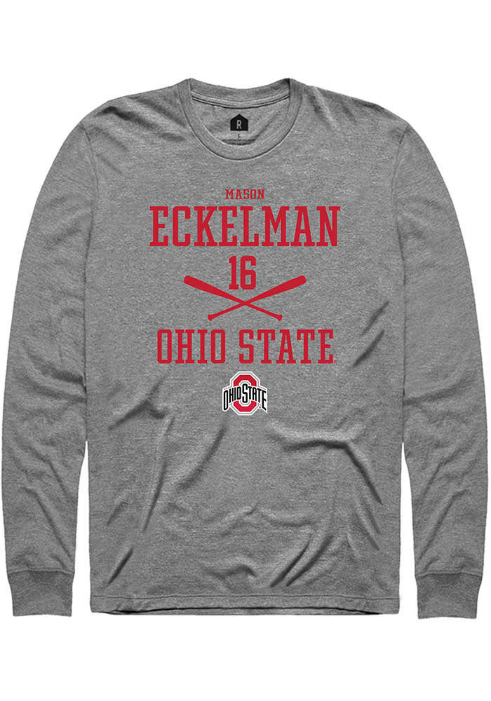 Mason Eckelman  Ohio State Buckeyes Graphite Rally NIL Sport Icon Long Sleeve T Shirt