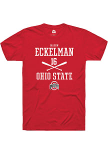 Mason Eckelman  Ohio State Buckeyes Red Rally NIL Sport Icon Short Sleeve T Shirt