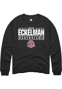 Mason Eckelman  Rally Ohio State Buckeyes Mens Black NIL Stacked Box Long Sleeve Crew Sweatshirt