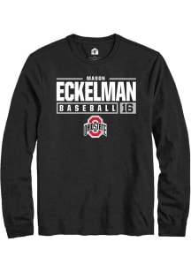 Mason Eckelman  Ohio State Buckeyes Black Rally NIL Stacked Box Long Sleeve T Shirt
