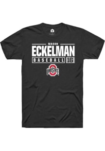 Mason Eckelman  Ohio State Buckeyes Black Rally NIL Stacked Box Short Sleeve T Shirt