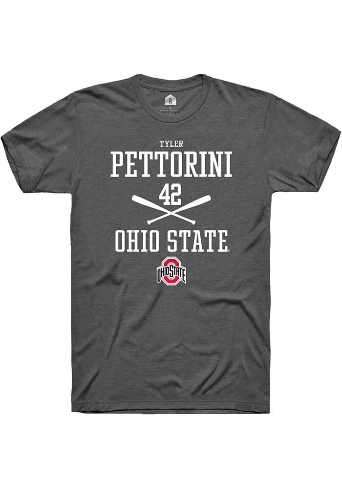 Tyler Pettorini  Ohio State Buckeyes Dark Grey Rally NIL Sport Icon Short Sleeve T Shirt