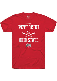 Tyler Pettorini  Ohio State Buckeyes Red Rally NIL Sport Icon Short Sleeve T Shirt