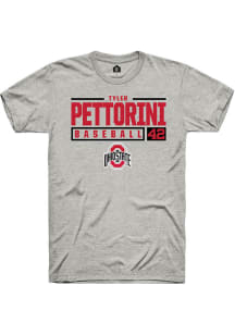 Tyler Pettorini  Ohio State Buckeyes Grey Rally NIL Stacked Box Short Sleeve T Shirt