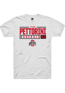 Tyler Pettorini  Ohio State Buckeyes White Rally NIL Stacked Box Short Sleeve T Shirt