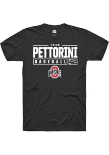 Tyler Pettorini  Ohio State Buckeyes Black Rally NIL Stacked Box Short Sleeve T Shirt