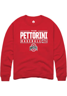 Tyler Pettorini  Rally Ohio State Buckeyes Mens Red NIL Stacked Box Long Sleeve Crew Sweatshirt