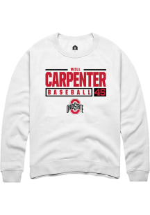 Will Carpenter  Rally Ohio State Buckeyes Mens White NIL Stacked Box Long Sleeve Crew Sweatshirt