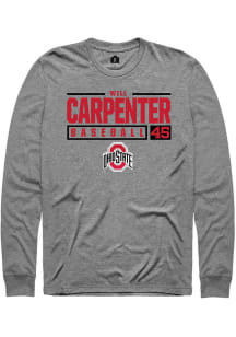 Will Carpenter  Ohio State Buckeyes Grey Rally NIL Stacked Box Long Sleeve T Shirt
