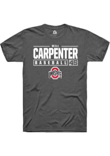 Will Carpenter  Ohio State Buckeyes Grey Rally NIL Stacked Box Short Sleeve T Shirt