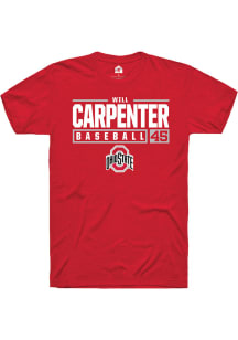 Will Carpenter  Ohio State Buckeyes Red Rally NIL Stacked Box Short Sleeve T Shirt