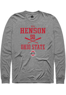 Will Henson  Ohio State Buckeyes Grey Rally NIL Sport Icon Long Sleeve T Shirt