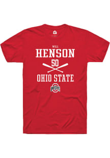 Will Henson  Ohio State Buckeyes Red Rally NIL Sport Icon Short Sleeve T Shirt