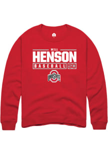 Will Henson  Rally Ohio State Buckeyes Mens Red NIL Stacked Box Long Sleeve Crew Sweatshirt