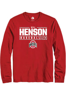 Will Henson  Ohio State Buckeyes Red Rally NIL Stacked Box Long Sleeve T Shirt