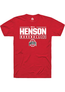 Will Henson  Ohio State Buckeyes Red Rally NIL Stacked Box Short Sleeve T Shirt