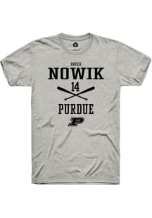 Breck Nowik  Purdue Boilermakers Grey Rally NIL Sport Icon Short Sleeve T Shirt