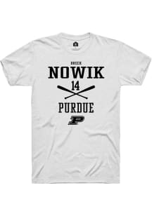 Breck Nowik  Purdue Boilermakers White Rally NIL Sport Icon Short Sleeve T Shirt
