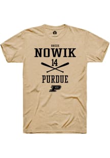 Breck Nowik  Purdue Boilermakers Gold Rally NIL Sport Icon Short Sleeve T Shirt