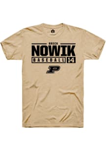 Breck Nowik  Purdue Boilermakers Gold Rally NIL Stacked Box Short Sleeve T Shirt