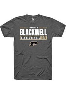 Jonathan Blackwell  Purdue Boilermakers Grey Rally NIL Stacked Box Short Sleeve T Shirt
