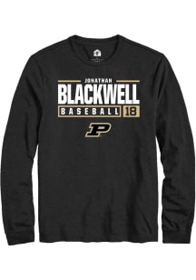 Jonathan Blackwell  Purdue Boilermakers Black Rally NIL Stacked Box Long Sleeve T Shirt